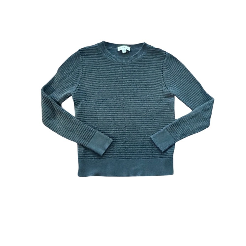WHITE + WARREN Women Knit Sweater Crew Neck Long Sleeve Textured Black Size S